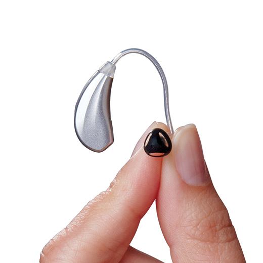 Tinnitus hearing aid in hand